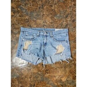 Rag & Bone Women's Cut Off‎ Distressed Denim Jean Shorts Blue Size 28 (A21)